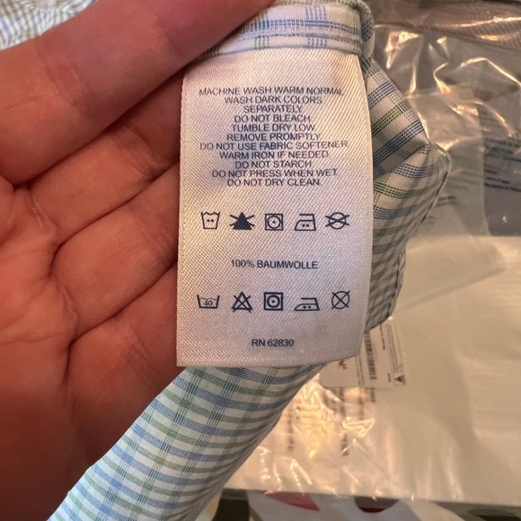 Land's End Blue/Gree Plaid No Iron Poinpoint Oxford Shirt Trad Fit 17.5 X 33 Men - Picture 8 of 8